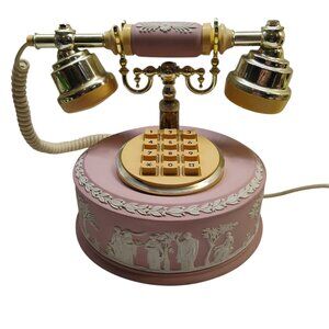 Wedgwood Royal Albert Jasperware Pink Astral Telephone Vintage TESTED Works